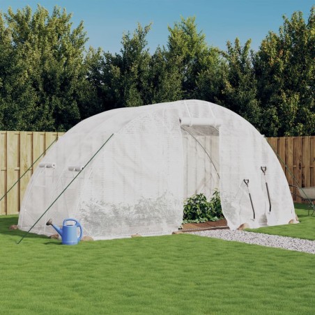 vidaXL Invernadero con estructura de acero blanco 10 m² 5x2x2,3 m