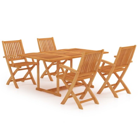vidaXL Conjunto de comedor de jardín 5 piezas madera maciza de teca