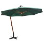 vidaXL Sombrilla colgante 350 cm con palo de madera verde vidaXL Sombrilla colgante 350 cm con palo de madera verde
