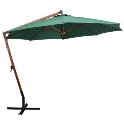 vidaXL Sombrilla colgante 350 cm con palo de madera verde
