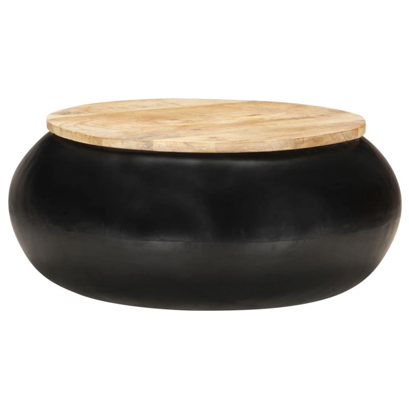vidaXL Mesa de centro de madera de mango maciza negra 68x68x30 cm vidaXL Mesa de centro de madera de mango maciza negra 68x68x30 cm