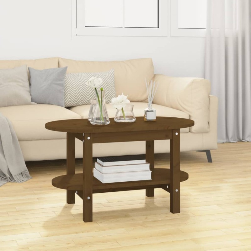 vidaXL Mesa de centro madera maciza de pino marrón miel 80x45x45 cm vidaXL Mesa de centro madera maciza de pino marrón miel 80x45x45 cm