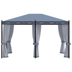 vidaXL Cenador con pantallas de malla acero gris antracita 3x4 m