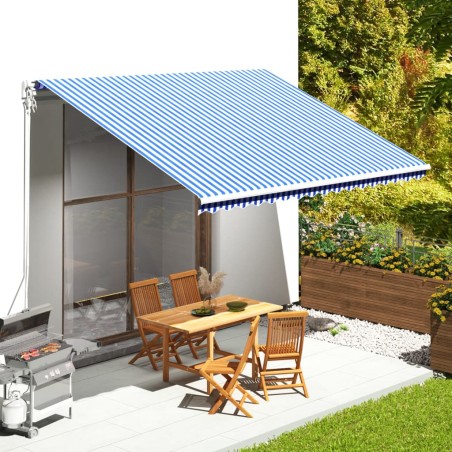 vidaXL Tela de repuesto para toldo azul y blanco 4,5x3,5 m