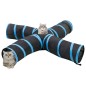 vidaXL Túnel para gatos con 4 salidas poliéster negro y azul 25 cm