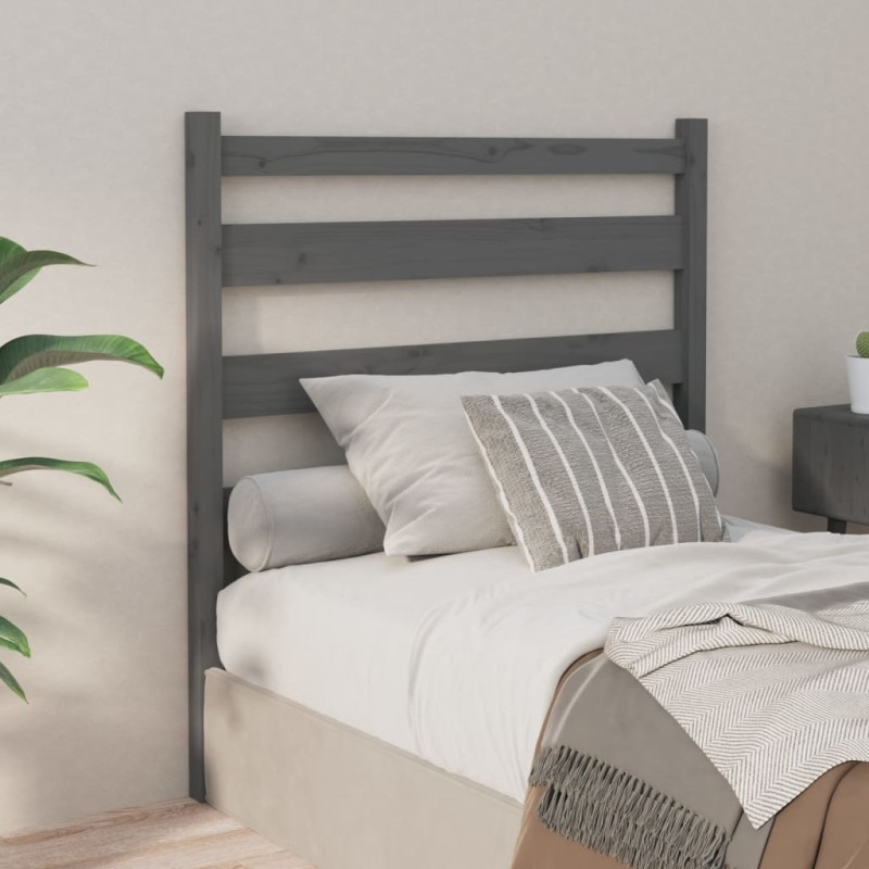 vidaXL Cabecero de cama madera maciza de pino gris 96x4x100 cm