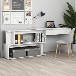 vidaXL Escritorio de esquina contrachapada blanco brillo 200x50x76 cm