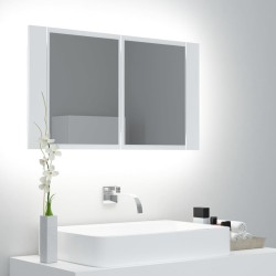 vidaXL Armario espejo de baño con luz LED acrílico blanco 80x12x45 cm