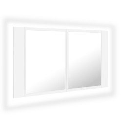 vidaXL Armario espejo de baño con luz LED acrílico blanco 80x12x45 cm