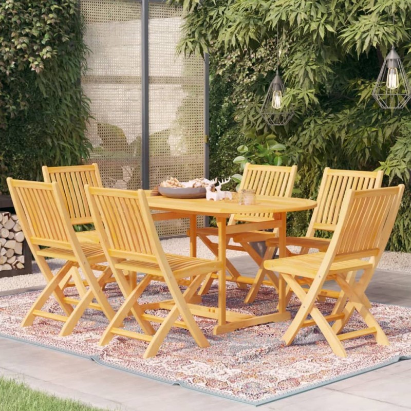 vidaXL Conjunto de comedor de jardín 7 piezas madera maciza de teca vidaXL Conjunto de comedor de jardín 7 piezas madera maciza de teca