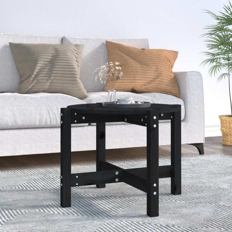 vidaXL Mesa de centro de madera maciza de pino negro 62,5x45 cm vidaXL Mesa de centro de madera maciza de pino negro 62,5x45 cm