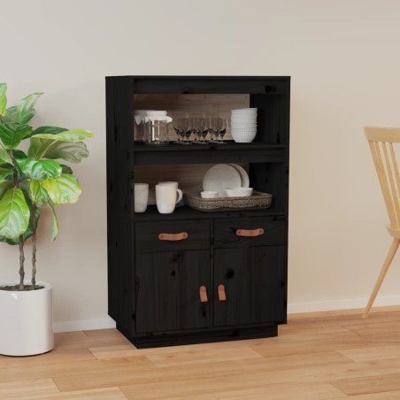 vidaXL Aparador de madera maciza de pino negro 67x40x108,5 cm