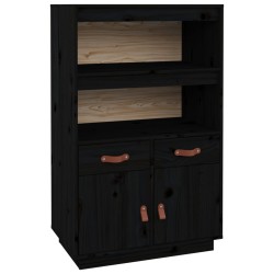 vidaXL Aparador de madera maciza de pino negro 67x40x108,5 cm