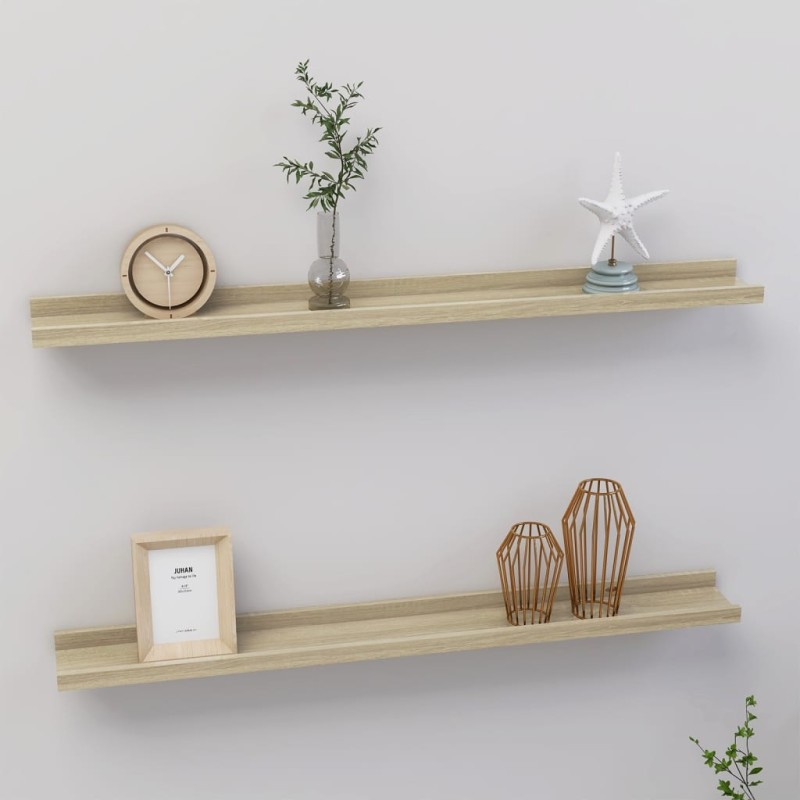vidaXL Estantes de pared 2 unidades roble Sonoma 80x9x3 cm