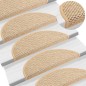 vidaXL Alfombrilla autoadhesiva escalera sisal 15 uds beige 65x21x4 cm