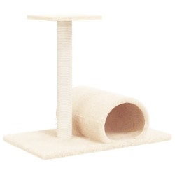 vidaXL Poste rascador para gatos con túnel crema 60x34,5x50 cm