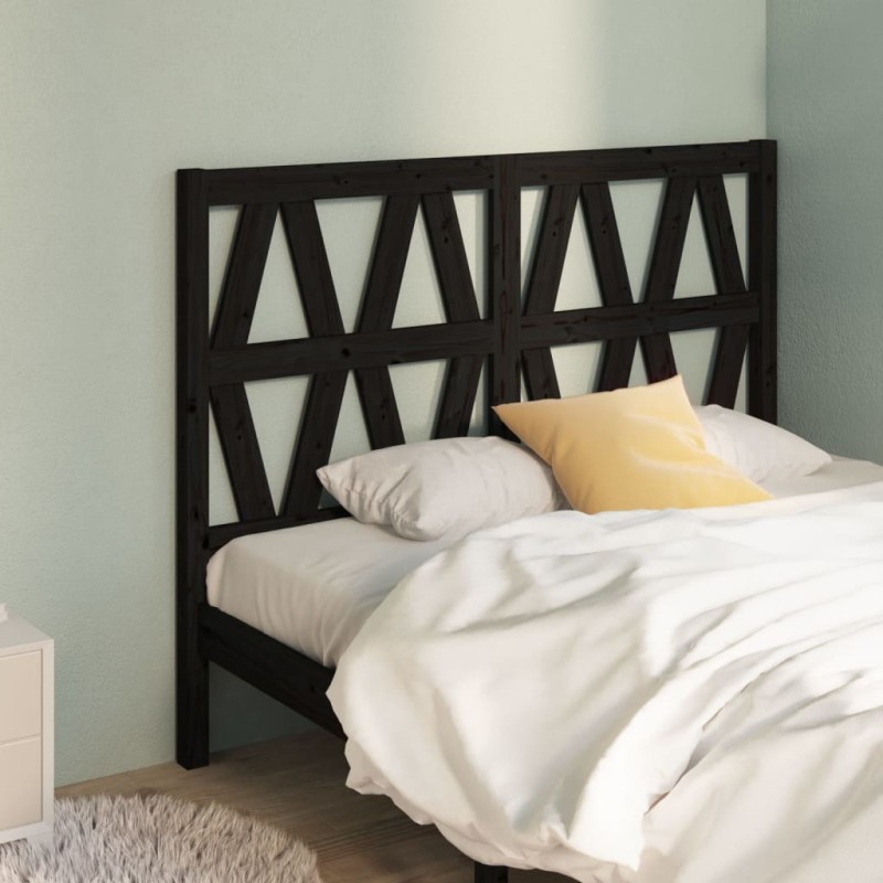 vidaXL Cabecero de cama madera maciza de pino negro 166x4x100 cm vidaXL Cabecero de cama madera maciza de pino negro 166x4x100 cm