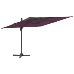 vidaXL Sombrilla voladiza con LEDs rojo burdeos 400x300 cm