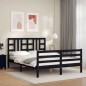 vidaXL Estructura de cama con cabecero madera maciza negro 160x200 cm vidaXL Estructura de cama con cabecero madera maciza negro 160x200 cm