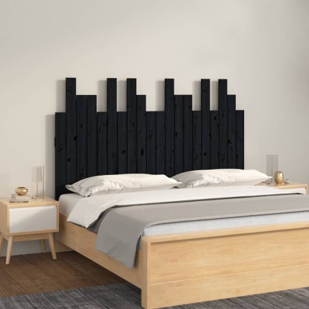 vidaXL Cabecero de cama de pared madera maciza pino negro 127,5x3x80cm