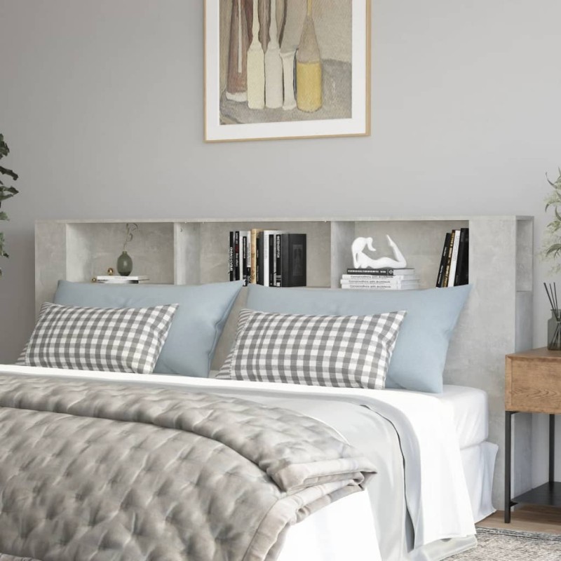 vidaXL Mueble cabecero gris hormigón 220x18,5x104,5 cm vidaXL Mueble cabecero gris hormigón 220x18,5x104,5 cm