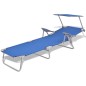 vidaXL Tumbona de jardín con toldo acero azul vidaXL Tumbona de jardín con toldo acero azul