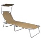 vidaXL Tumbona plegable con toldo de aluminio gris taupe vidaXL Tumbona plegable con toldo de aluminio gris taupe