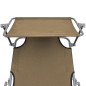 vidaXL Tumbona plegable con toldo de aluminio gris taupe vidaXL Tumbona plegable con toldo de aluminio gris taupe