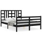 vidaXL Estructura de cama con cabecero madera maciza negro 160x200 cm vidaXL Estructura de cama con cabecero madera maciza negro 160x200 cm