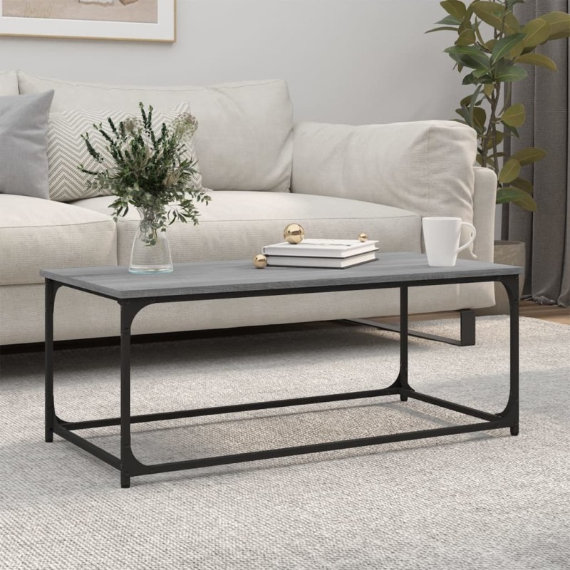 vidaXL Mesa de centro madera y hierro gris Sonoma 102x50x40 cm vidaXL Mesa de centro madera y hierro gris Sonoma 102x50x40 cm