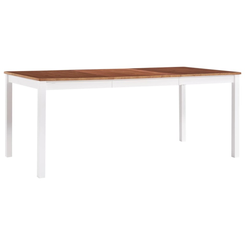 vidaXL Mesa de comedor de madera de pino blanco y marrón 180x90x73 cm vidaXL Mesa de comedor de madera de pino blanco y marrón 180x90x73 cm