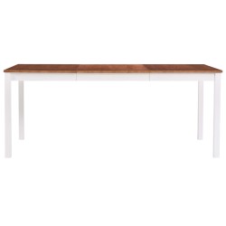 vidaXL Mesa de comedor de madera de pino blanco y marrón 180x90x73 cm