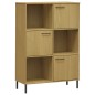 vidaXL Librería patas de metal OSLO madera maciza marrón 90x35x128,5cm vidaXL Librería patas de metal OSLO madera maciza marrón 90x35x128,5cm