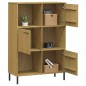 vidaXL Librería patas de metal OSLO madera maciza marrón 90x35x128,5cm vidaXL Librería patas de metal OSLO madera maciza marrón 90x35x128,5cm