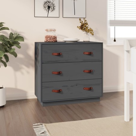 vidaXL Aparador madera maciza de pino gris 80x40x75 cm