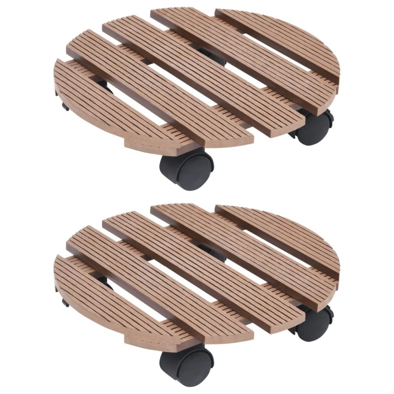 vidaXL Soporte con ruedas para plantas 2 unidades WPC marrón Ø30x7,5cm vidaXL Soporte con ruedas para plantas 2 unidades WPC marrón Ø30x7,5cm