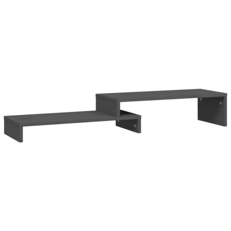vidaXL Soporte de monitor madera maciza de pino gris (52-101)x22x14 cm