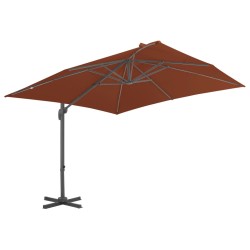 vidaXL Sombrilla voladiza con poste de aluminio terracota 400x300 cm