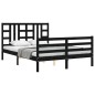 vidaXL Estructura de cama con cabecero madera maciza negro 160x200 cm vidaXL Estructura de cama con cabecero madera maciza negro 160x200 cm