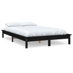 vidaXL Estructura de cama de madera maciza pino negra 120x190 cm