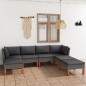 vidaXL Set de muebles de jardín 7 pzas y cojines ratán sintético gris vidaXL Set de muebles de jardín 7 pzas y cojines ratán sintético gris