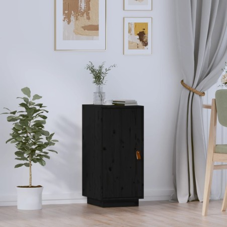 vidaXL Aparador de madera maciza de pino negro 34x40x75 cm