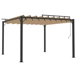 vidaXL Cenador con techo persiana 3x3 m tela y aluminio gris taupé