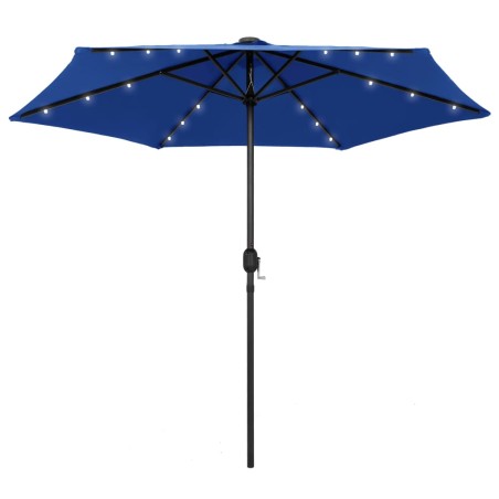vidaXL Sombrilla con luces LED y palo de aluminio azul azure 270 cm
