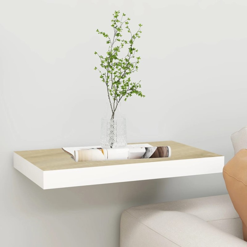 vidaXL Estante flotante de pared MDF roble y blanco 40x23x3,8 cm vidaXL Estante flotante de pared MDF roble y blanco 40x23x3,8 cm