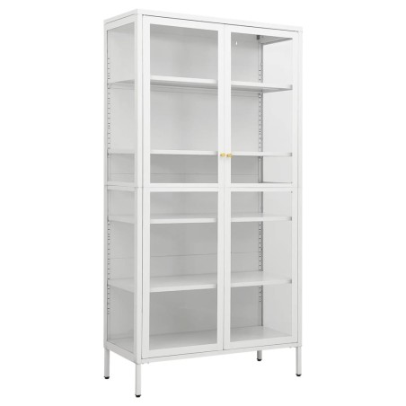 vidaXL Vitrina de acero y vidrio templado blanca 90x40x180 cm