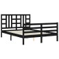 vidaXL Estructura de cama con cabecero madera maciza negro 160x200 cm vidaXL Estructura de cama con cabecero madera maciza negro 160x200 cm