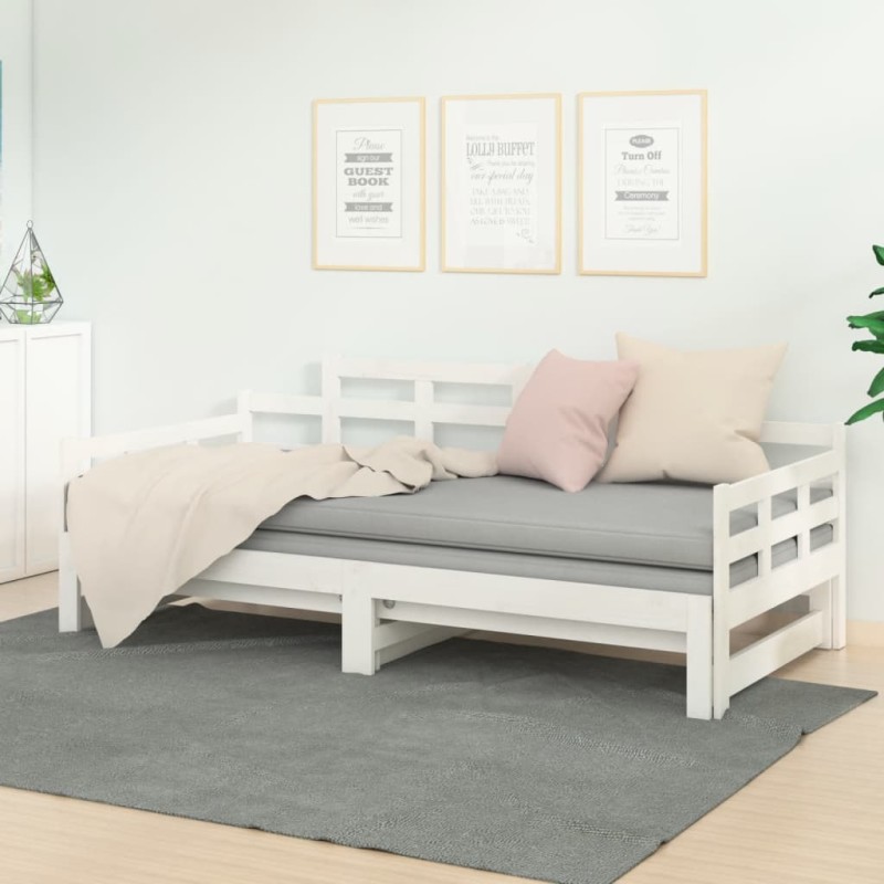 vidaXL Sofá cama extraíble madera maciza de pino blanco 2x(90x200) cm vidaXL Sofá cama extraíble madera maciza de pino blanco 2x(90x200) cm