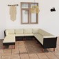 vidaXL Set de muebles de jardín 9 pzas y cojines ratán sintético negro vidaXL Set de muebles de jardín 9 pzas y cojines ratán sintético negro