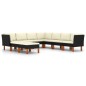 vidaXL Set de muebles de jardín 9 pzas y cojines ratán sintético negro vidaXL Set de muebles de jardín 9 pzas y cojines ratán sintético negro